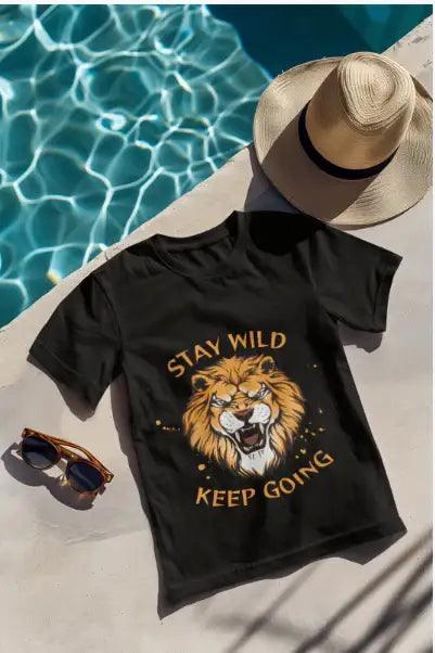 Roaring Lion Luxury Graphic Black T-Shirt - Stay Wild Like The KING