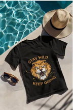Roaring Lion Luxury Graphic Black T-Shirt - Stay Wild Like The KING