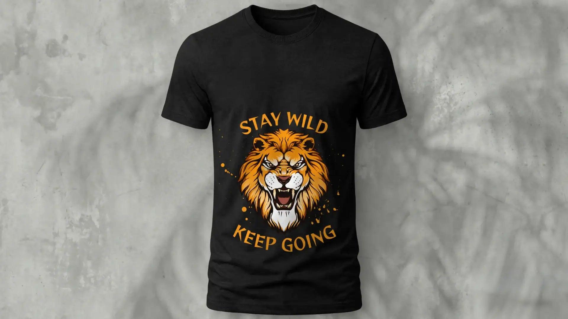 Roaring Lion Luxury Graphic Black T-Shirt - Stay Wild Like The KING
