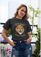 Roaring Lion Luxury Graphic Black T-Shirt - Stay Wild Like The KING